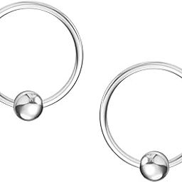 Pure Sterling Silver Small Ball Round Hoop Bali Huggie Earrings for Boy Girl Men Women | Nose Ring | Multi Upper Body Piercing Jewelry for Cartilage Septum Tragus Counch Helix Daith Rook-29
