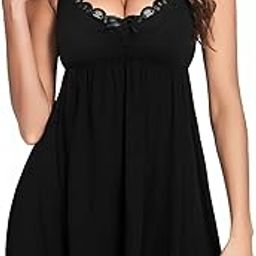 Women Babydoll Lingerie Set Lace Chemise Nightgown Spaghetti Straps V- Neck Midnight Sleepwear for Honeymoon & Anniversary Romantic Nightwear-image-19
