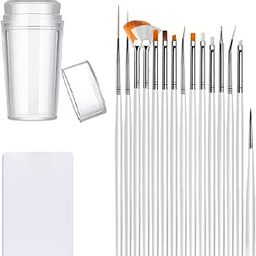 BEAUTY EMPIRE Nail Stamper Nail Art Brushes - French Tip Nail Stamp Clear Nail Art Stamper Jelly with Scraper, 15 Nail Pen Brushes, French Tip Nail Stamping Manicure Tool-picture-56