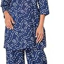 Women's Blue Cotton Bandhani Printed Night Suit Set-image-2