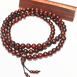 Marka Jewelry Red Sandal Wood Laal Rakt Chandan Original Certified 108 Prayer Beads Pooja Japa Mala for Men Women 8 mm-2