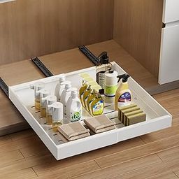 Mustorn Extendable Cupboard Organiser, 21" Deep Drawer for Cabinets, Self Adhesive Drawers, Heavy Duty Shelves for Kitchen, Cupboard, Pantry, Bathroom-image-67
