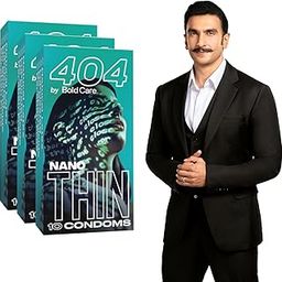Bold Care 404 Super Nano Thin Condoms For Men - 50 Microns - Intense Fit - Barely There Feel - 10 Units (Pack of 3)-29
