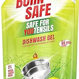 Born Safe Dishwash Gel Lemon Fragrance | 2 L Refill Pack | Plant-Based Formula | Tough on Grease, Gentle on Hands | No Residue | Liquid Dish Soap for Utensils (2 L (Pack of 1))-20