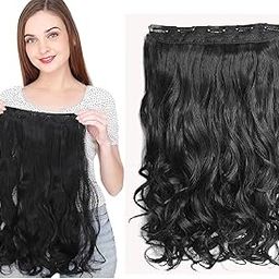 Silky Soft Hair Extensions And Wigs Women Curly/Wavy Hair Extension For Girls To Increase Hair Volume 5 Clips in Black color 24 Inch-image-22
