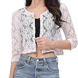 Women Self Design Floral lace Regular Open Front Shrug-38