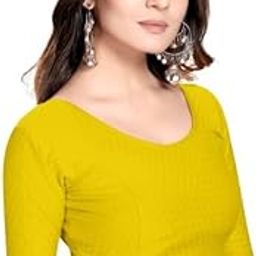 Women's Beautiful Design Round Neck Elbow Length Sleeves Cotton Lycra Stretchable Readymade Regular Fit Casual Crop Top Saree Blouse-image-30