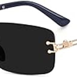 UV Protected Retro Rectangular Rimless Sunglasses for Men and Women-10