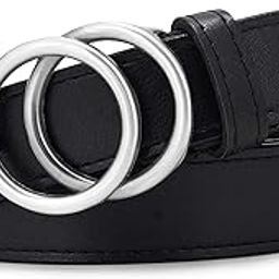 Women's Faux Leather Belt OO-Silver Ring (Black ;Free Size) (Pack of 1)-image-34