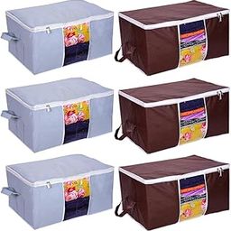 JustandKrafts Underbed cover Storage organiser set of 8 Brown and Beige-image-23