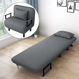 Royal Interiors 1 SeaterFoldable Sofa with Cushion & Armrests | Convertible Tri-Fold Sofa Cum Bed Couch with 5-Position Adjustable Backrest, 3 in 1 Multi-Functional Sofa for Living Room (Grey)-image-113