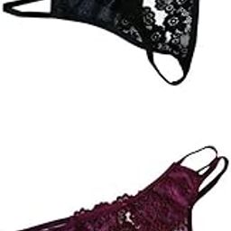2Pieces Sexy Stretch Lace Open Front G-String T back Thong Underwear Panties-image-43