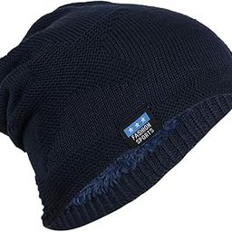 Mens Womens Hat Beanie Cap, Unisex Winter Warm Knitted Hats, Fleece Lining Slouch Skull Beanies Caps for Men Women (4085B, Blue)-image-25