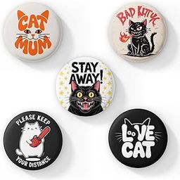 TRAVULLS Funny Cat Button Badges – Set of 5 Cute & Sarcastic Cat Pins for Cat Lovers, Backpack or Jacket – Gift for Cat Moms, Teens & Pet Owners - AMZ14-05-image-98