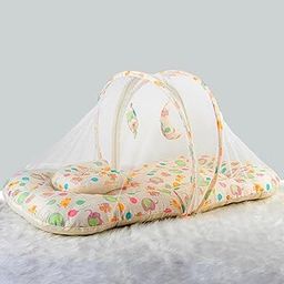 Polka Tots Balloon Print Cotton Sateen Mosquito Net Bed with Dangling Toys for Babies 0-9 Months - Soft Breathable Fabric, Protects from Mosquitoes, Safe & Comfortable Sleep (Yellow, 75X45X42cm)-picture-27