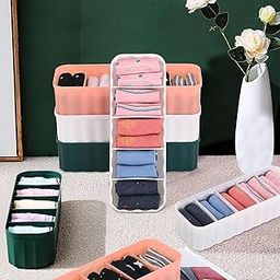 Kuber Industries Pack of 4 Multicolor Drawer Organisers/Divider with Compartments | Multipurpose Storage Box and Organiser for Makeup Cosmetics, Socks, Perfume, Undergarments, Dressing Table-30