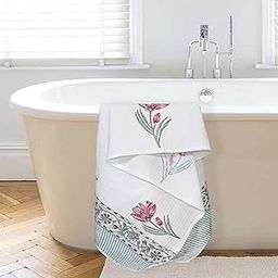 URBANO HOMZ 100% Cotton Large Size Bath Towel for Men/Women, Ethnic Bathing Towel 1 Piece, 150 cm X75 cm (Floral Red and Teal, Bath Towel-150 cm X 75 cm)-image-18