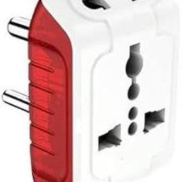 Universal Travel Power Adapter, Multi-Socket Outlet, White and Red-image-65