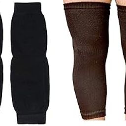 Unisex Winter Warm Protector Knee Cap Woolen Thermal Warm Elastic Leg Knee Warmer (Black and Brown)-(Pack of 2 Pairs)-picture-24