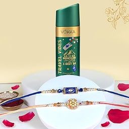 VOKKA Rakhi Gift for Brother – 1 Unisex Deodorant 150ml Travel Vibes with 2 Rakhis | Dark Blue Evil Eye & Pearl Petal Rakhi | Raksha Bandhan Combo Set for Bhaiya & Bhabhi-image-29
