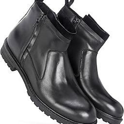 Men's Black Zipper Ankle Boots - Sleek Leather Riding Boots with Side Zipper and Rugged Sole-image-47