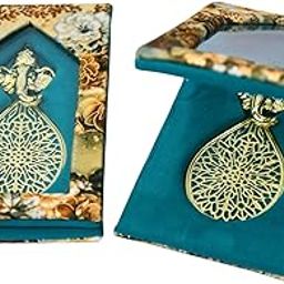 Lushure Coin Box with Velvet Finish Ginni Box | Gold/Silver Sikka for Return Gifts |Coins Dibbi for Wedding Gift - with Magnetic Clousre - Fold Design (Sea Green, Pack of 1 Pcs)-image-95