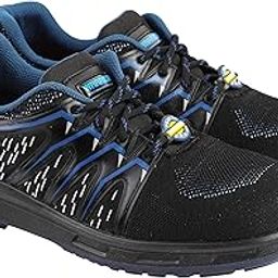 Warrior 3004-28 Safety Shoes for Men, Genuine Leather, Light Weight, Fibre Glass Toe, Industrial Shoes for Men, Orange & Blue, Sizes-5UK-11UK-image-43