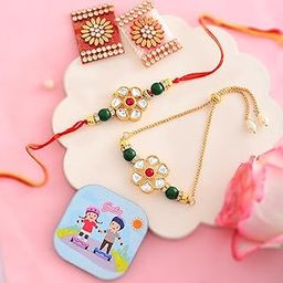 CraftVatika Magnet Rakhi Gift Combo for Brother Bhabhi, Couple Rakhi for Bhaiya Bhabhi, Pair Rakhi for Bhai Bhabhi, Rakhi with Magnet, Fridge Magnet for Door Decor-image-19