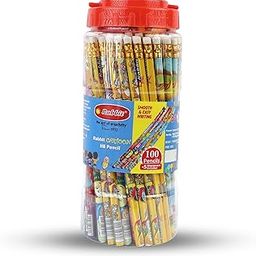Artiggle Cartoon Picture Hb Pencil Super Fun Pencils For Kids, Extra Dark Pencils (Pack Of 100) Complementary 5 Sharpner, Ink black-33