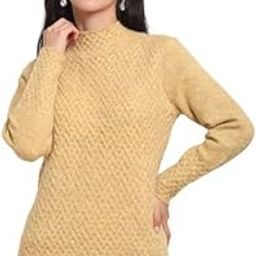 Knit Regular Fit Turtle Neck Full Sleeves Pullover for Women-image-56
