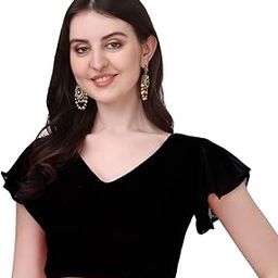 Women's Georgette Bell Sleeve Readymade Saree Blouse-picture-43