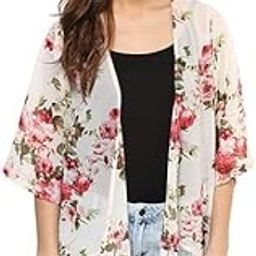Women's Floral Casual Shrug Off White-picture-51
