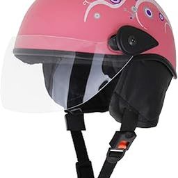 Western Era Half Helmet with Clear Visor for Multi- Purpose ||Comfort & Safety|| Stylish Enhanced Design. (Small, Pink Glossy (Blue)) (Non-Motorized)-image-49
