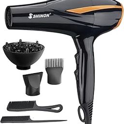 SHINON SH-9910 Professional Hair Dryer 6000 Watts 3 Heat Setting (Hot/Cool/Warm) 2 Speed Setting with Styling Nozzle Concentrator, Diffuser & Comb Nozzle, 2 Combs Styling Tool cool & hot Air, Black-44