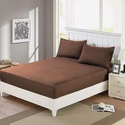 DREAM CARE Waterproof Dust-Proof Mattress Protector for Cal King Size - 84"x72", Coffee-image-12