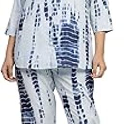 Women Rayon Shibori Dyed Printed Cord Set (Set of 2/Blue)-image-34