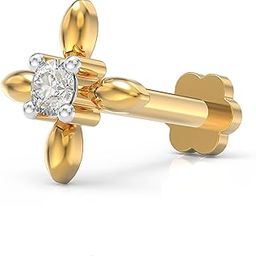 925 Sterling Silver 18K Gold Plated Graceful Cross Nose Pin for Women and Girls | With Certificate of Authenticity and 925 Stamp-50