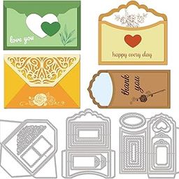 INFUNLY Envelope Die Cuts Metal Tag Cutting Dies Envelope Stamp Die Cuts for Card Making Small Christmas Envelopes Die Cuts for Gift Cards DIY Scrapbooking Album Craft Paper Cards Die Cuts-image-45