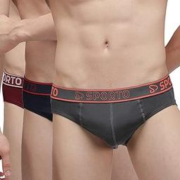 Men's Solid Cotton Brief with Soft Elastic Waistband (Pack of 3) Black-image-7