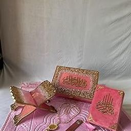 Resin Book Quran Stand Rehal with Bookmark and a Tasbih and a Box with Zip Bag and a Prayer Mat and a Free Velvet holy Book Hadiya (Pink Colour)-image-5