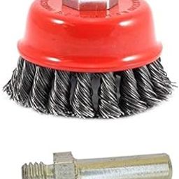 Inditrust Drill Attachment + Twisted 3" (75mm) M-10 Thread Wire Cup Brush for Removing Rust, Paint as Well as for Polishing Wheel Brush-30