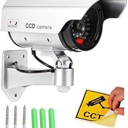 Looking Dummy Security CCTV Fake Bullet Camera with Flashing LED Light Indication, Silver-1 PCS-picture-21