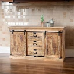 Mango Wood Sideboard for Living Room Double Sliding Doors Vintage Ideal for Dining Room,Bathroom,Hallway,Corridor,Bedroom,Study Size-H/W/D: 85x150x50cm-image-51