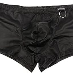 Men's Boxer PU Leather Shorts Low Rise Ring Clubwear Elastic Trunk Black MClothing Shoes & Accessories | Mens Clothing | Underwear-picture-8