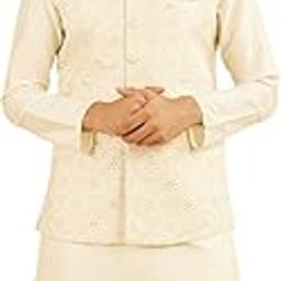 Men's Brocade Stone Embellished Nehru Jacket (1pc)-image-1