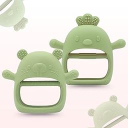 MINIMUM Silicone Baby Teething Toy Pack of 2 (Chicken and Mormot) 0-6 6-12 Months, BPA Free Teething Toys, Anti Dropping Wrist Hand Teethers, Baby Chew Toys for Sucking Needs (Green, Standard)-picture-16