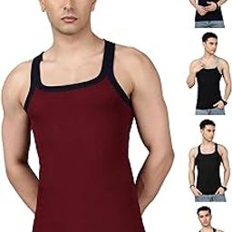 Men's Cotton Solid Gym Vest | Sleeveless Undershirt for Gym, Workout, and Innerwear Use| Color May Vary | Pack 5-picture-5