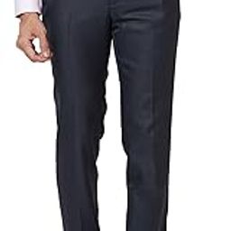 Men Mid Rise Slim Fit Poly Viscose Blend Checks Pattern Flat Front Formal Trouser-image-2