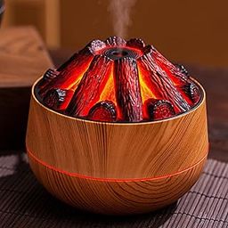 Sanbhav Volcano Flame Humidifier with LED Fire Light | Wooden Essential Oil Diffuser | Ultrasonic Cool Mist Aroma Diffuser for Bedroom, Office, Home | Air Purifier & Night Light-image-70