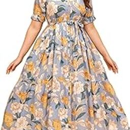 VK Women's Floral Printed Maxi Western Dress Midi Party Dress for Women-image-42
